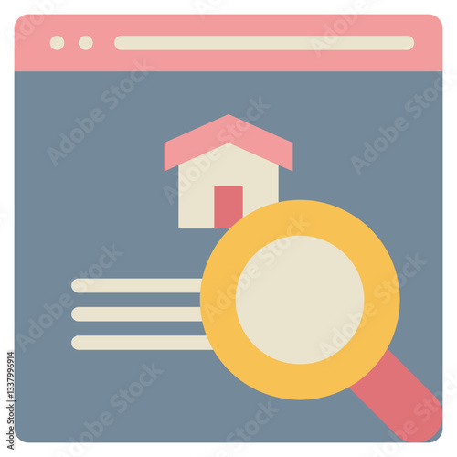 website online home loan mortgage finance search flat style icon