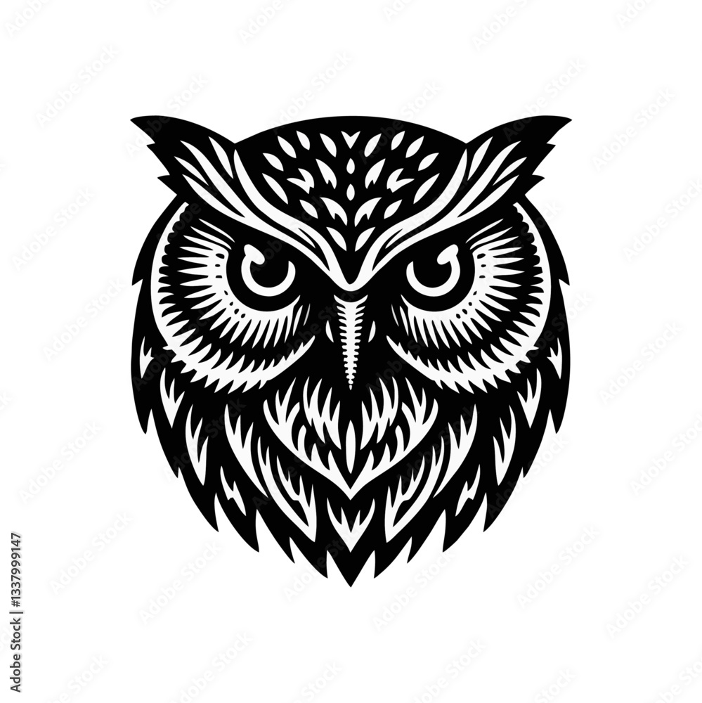 Fototapeta premium owl bird Engrave vector logo icon design illustration template