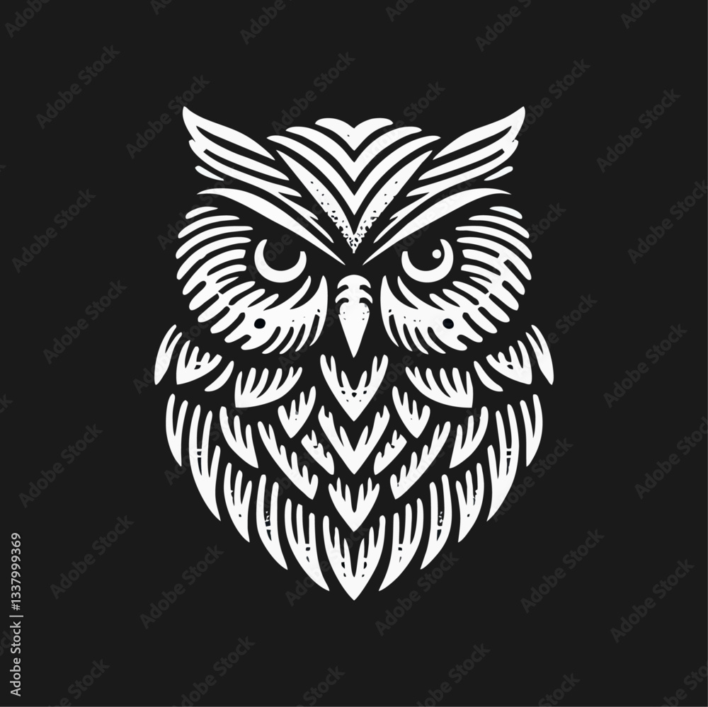 owl bird Engrave vector logo icon design illustration template owl bird Engrave vector logo icon design illustration template