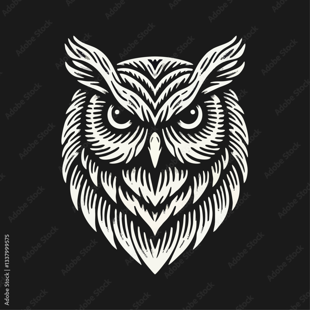 Obraz premium owl bird Engrave vector logo icon design illustration template