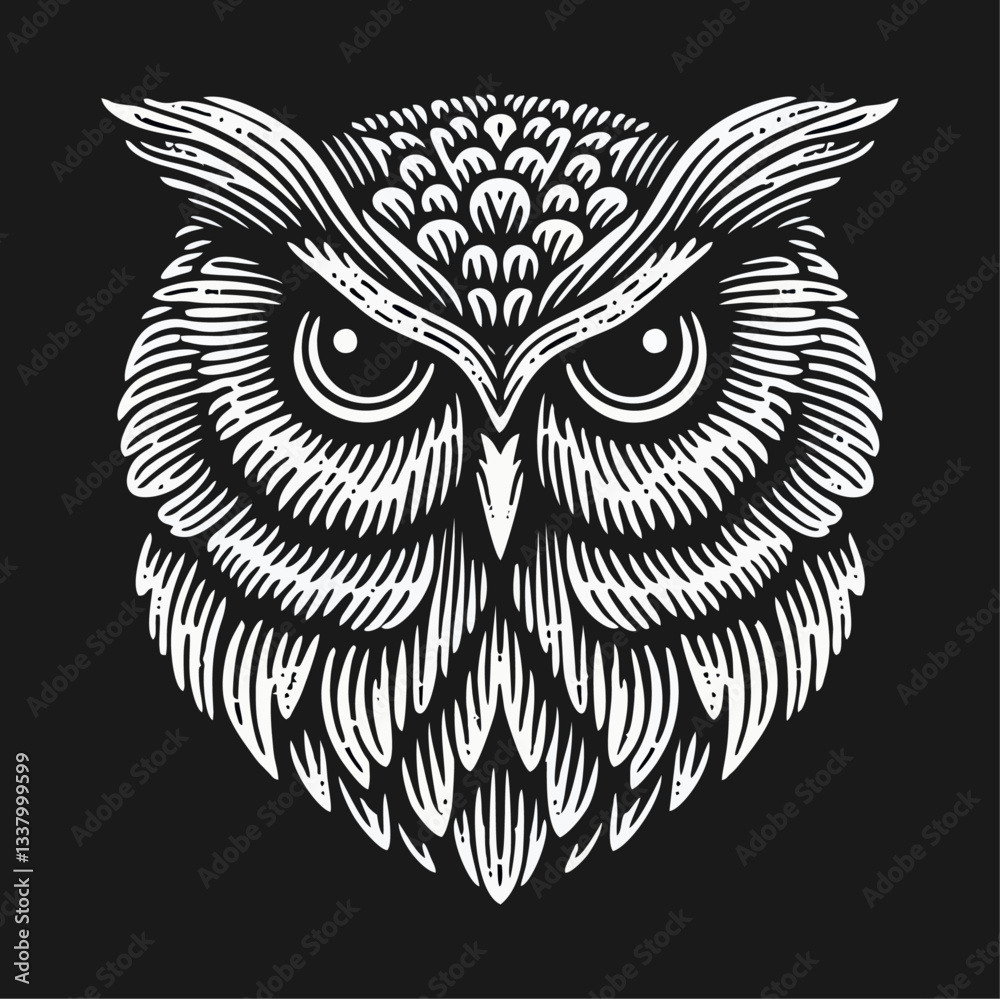 Obraz premium owl bird Engrave vector logo icon design illustration template