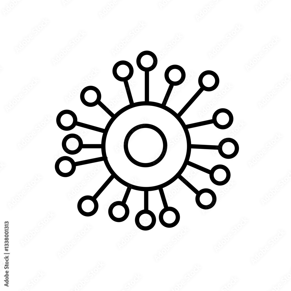 Connected Nodes Line Icon Connected Nodes Line Icon