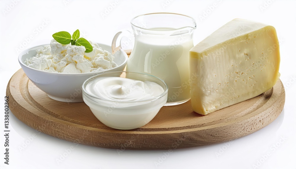 Milk sour cream cheese mozzarella yogurt dairy products isolated on white background Milk sour cream cheese mozzarella yogurt dairy products isolated on white background