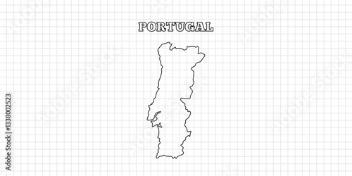 Portugal map travel with outline simple drawing version Illustration
