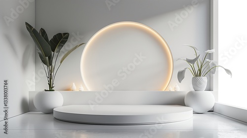 Grey white indoor product display stand