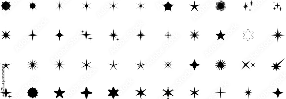 Minimalist silhouette stars icon set, twinkle shining star shape symbols, icons, elements. Modern geometric sparkle black silhouettes sign Minimalist silhouette stars icon set, twinkle shining star shape symbols, icons, elements. Modern geometric sparkle black silhouettes sign