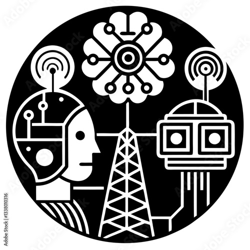 Modern Artificial Intelligence Symbols for Digital and Tech Projects
