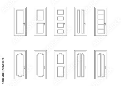 collection of close door with white background	