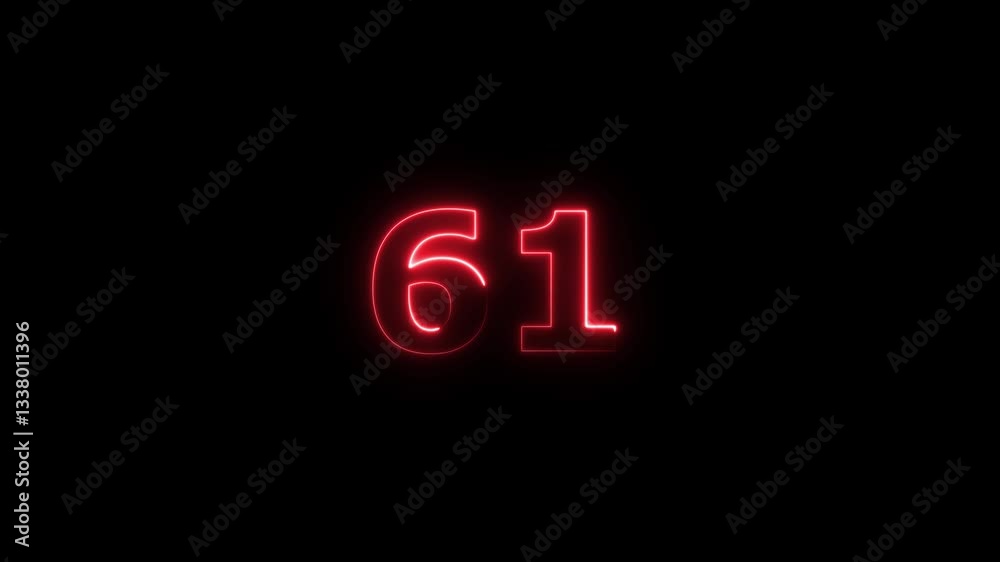 neon text 61 number countdown icon background 4k animation .Neon number 61 with alpha channel, neon numbers, Bright neon glowing number 61, Energy Neon red Number 61 Animation neon text 61 number countdown icon background 4k animation .Neon number 61 with alpha channel, neon numbers, Bright neon glowing number 61, Energy Neon red Number 61 Animation