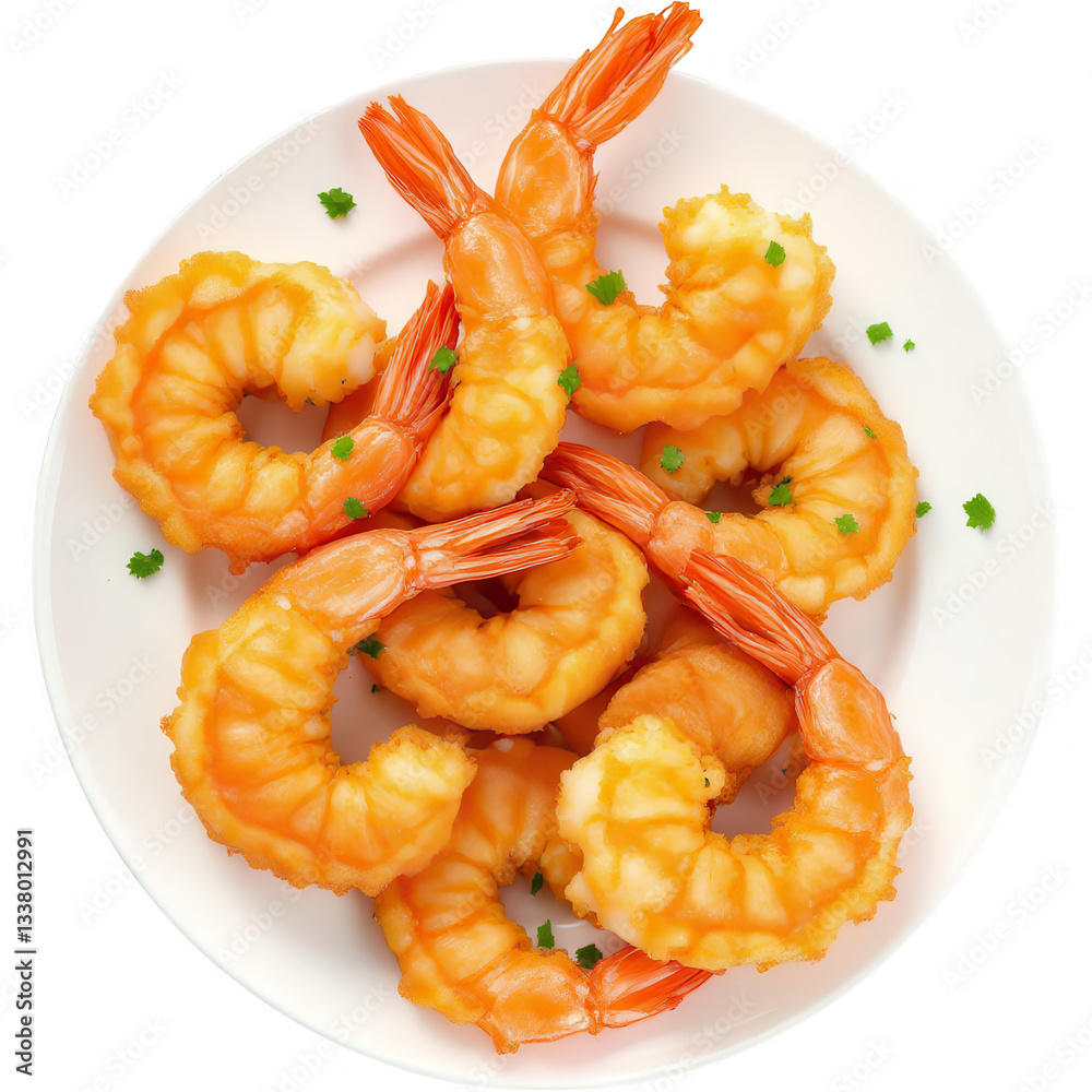 Crispy Fried Shrimp Isolated on White Background Crispy Fried Shrimp Isolated on White Background
