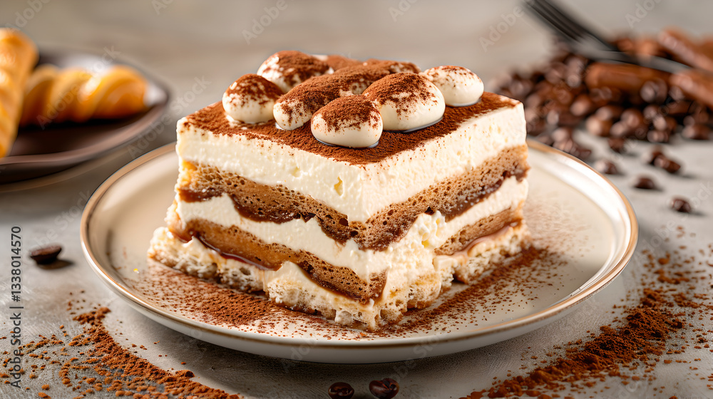 Indulge in rich and creamy tiramisu with layers of coffee and mascarpone Indulge in rich and creamy tiramisu with layers of coffee and mascarpone