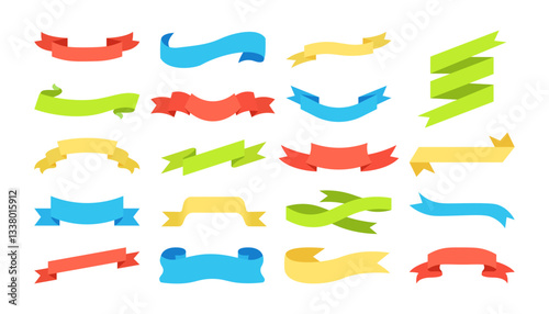  ribbon banners set. Big ribbons set. Ribbons collection isolated on white background. Royal ribbons set for promotion design