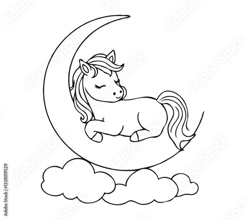 unicorn sleeping on the moon