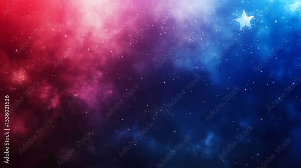 Fototapeta premium Starry Galaxy with Red Blue Nebula Background for Science Fiction Designs