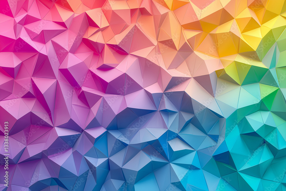 Colorful Geometric Triangular Background with Smooth Gradient and Bold Rainbow Shades, Creating a Dynamic and Vibrant Visual Art Design for Contemporary Digital Spaces Colorful Geometric Triangular Background with Smooth Gradient and Bold Rainbow Shades, Creating a Dynamic and Vibrant Visual Art Design for Contemporary Digital Spaces