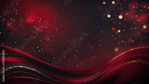 a deep, dark red background with a rich gradient effect, smoothly blending from near-black crimson to intense burgundy red. elegant, soft glowing bokeh lights subtly scattered 