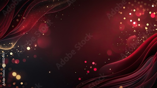 a deep, dark red background with a rich gradient effect, smoothly blending from near-black crimson to intense burgundy red. elegant, soft glowing bokeh lights subtly scattered 