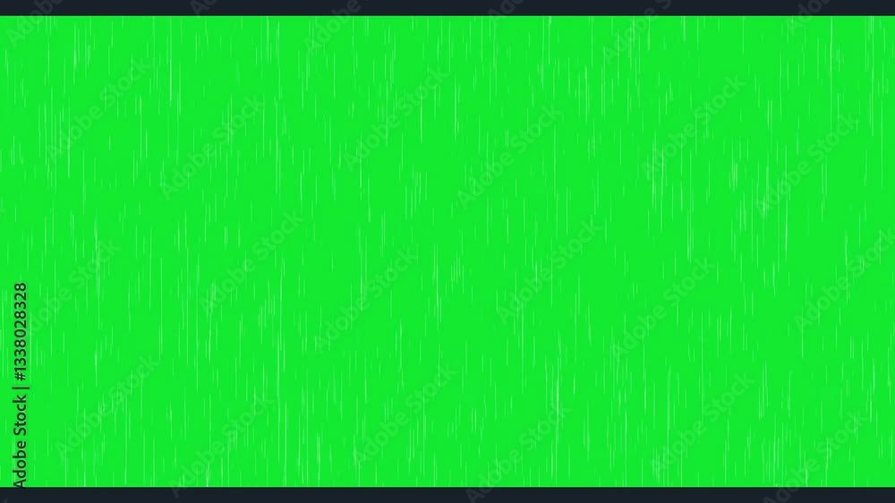Loop Animation Heavy Rain Droop Fall Green Background Effects Seamless, Green Screen Rain Falling green screen Background, Realistic 3d Rain falling Animation.