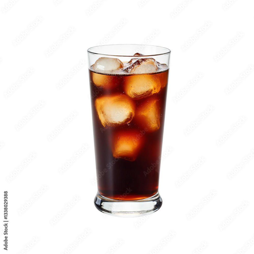 Cold brew coffee in tall glass with ice, isolated on transparent background for use in advertisements and social media. Cold brew coffee in tall glass with ice, isolated on transparent background for use in advertisements and social media.