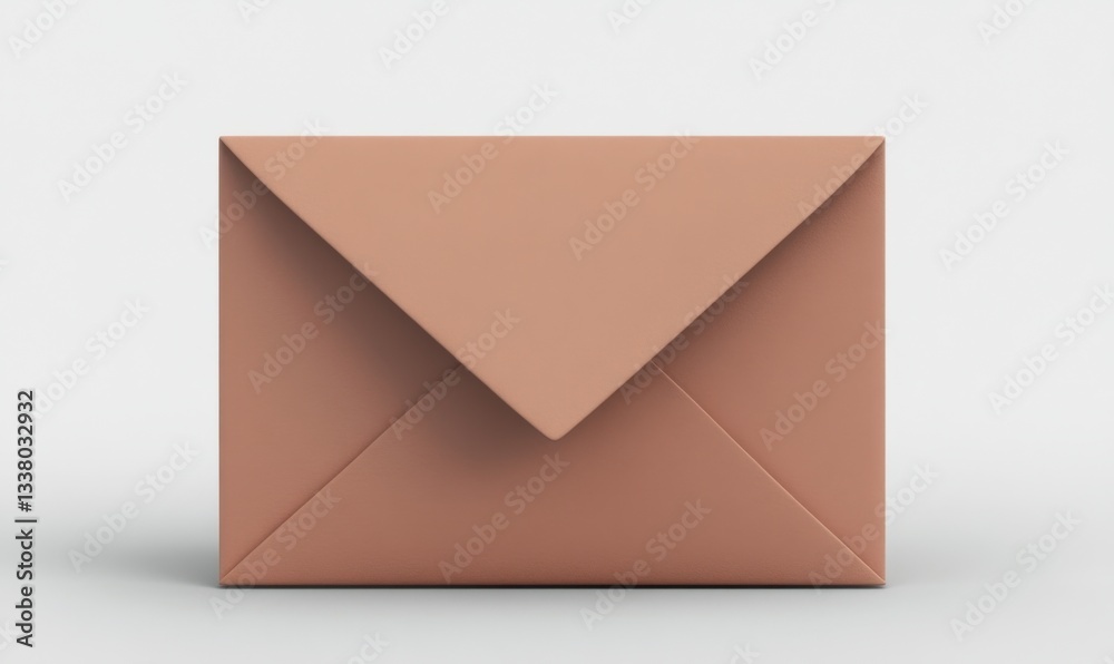 Closed light brown envelope on white background, for mail, invitation Closed light brown envelope on white background, for mail, invitation