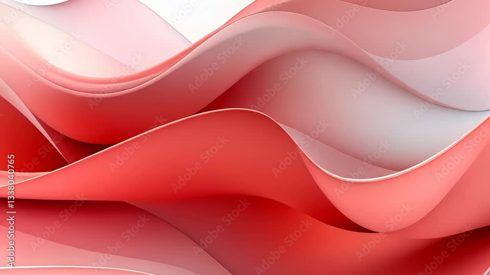 Abstract fluid forms in soft coral and blush tones.  Dynamic, flowing shapes create a sense of movement and visual interest