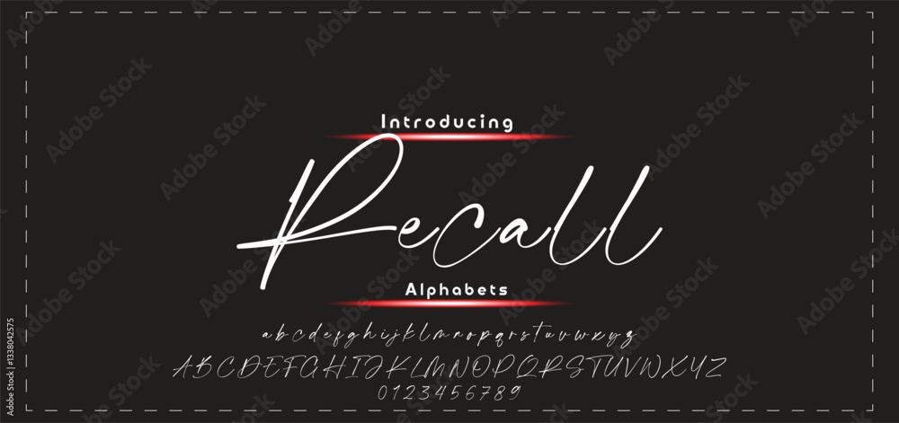 Lettering signature font isolated on black background. brush style alphabet. Vector logo letters.