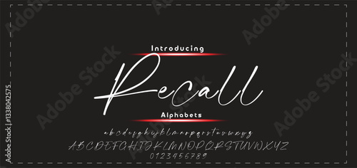 Lettering signature font isolated on black background. brush style alphabet. Vector logo letters.