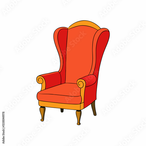 wingback chair isolated on white