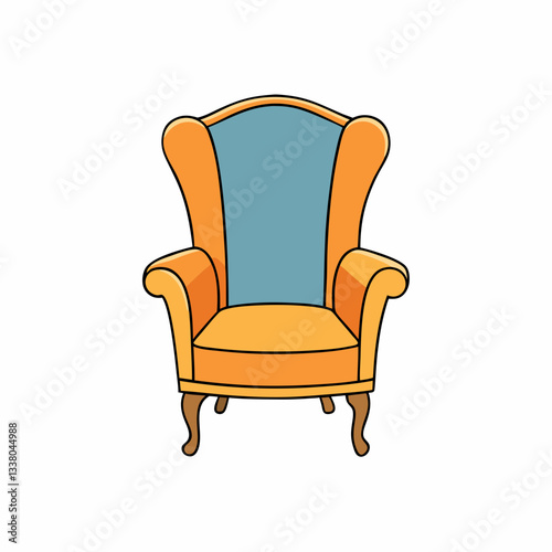 wingback chair isolated on white