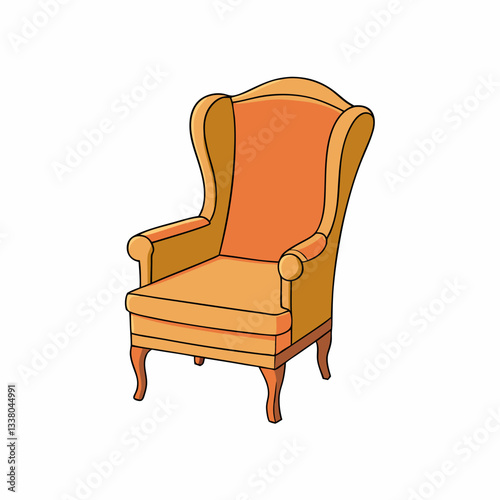 wingback chair isolated on white