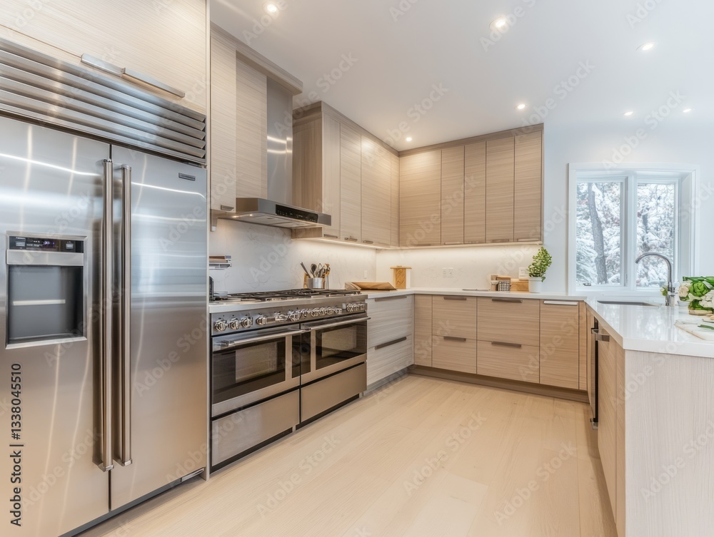 Fototapeta premium An interior view of a modern kitchen with various appliances