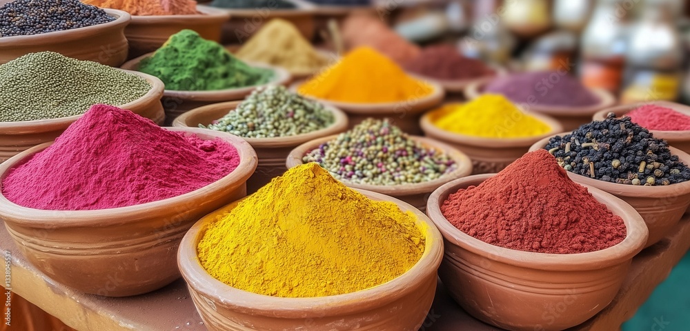 A close-up of turmeric powder spilling from a wooden container onto a table. A close-up of turmeric powder spilling from a wooden container onto a table.
