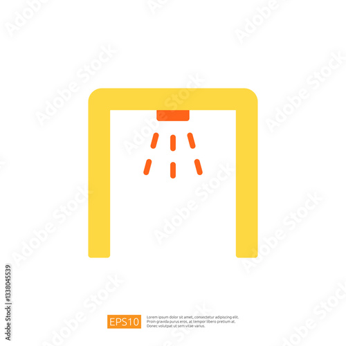 Stylized Icon of a Modern Clean and Disinfect Shower Spray System in Yellow and Orange Color Scheme