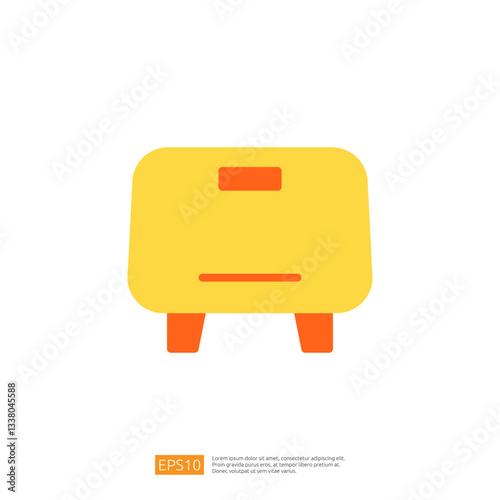 Minimalist Icon of a Clean and Disinfected Yellow Storage Unit with Orange Legs for Modern Interior Spaces