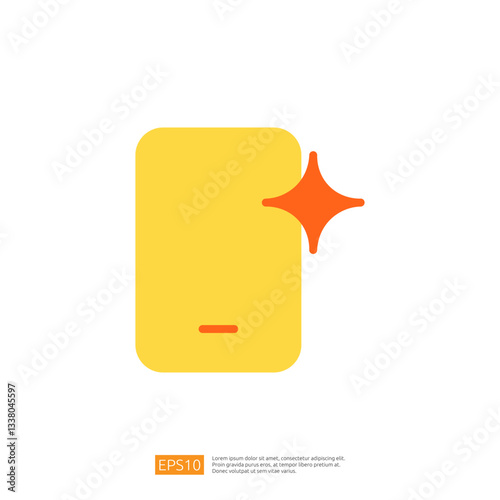 Yellow Icon Illustrating a Clean and Disinfected Surface with a Sparkle Effect Representing Hygiene and Safety Measures