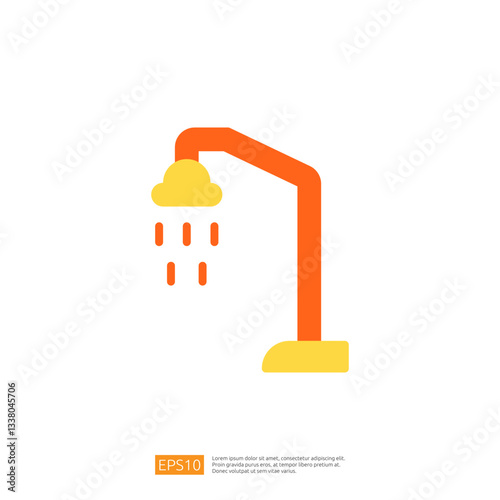 Modern Shower Icon Representing Clean and Disinfect Solutions for Hygiene and Sanitation in Contemporary Bathroom Settings