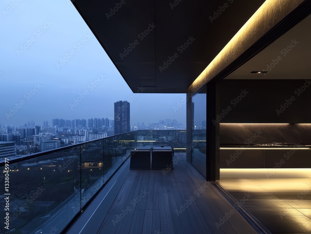 custom made wallpaper toronto digitalAn open modern balcony with an expansive city view