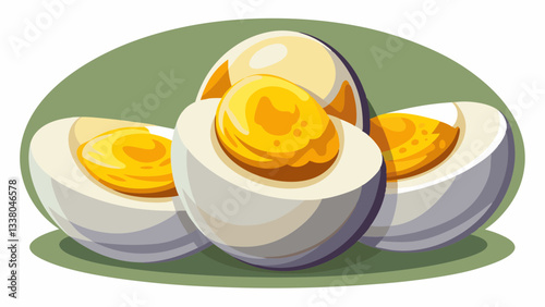 Boiled eggs halved and presented on a fresh transparent background for a clean and simple look, boiled egg and fresh isolated on transparent