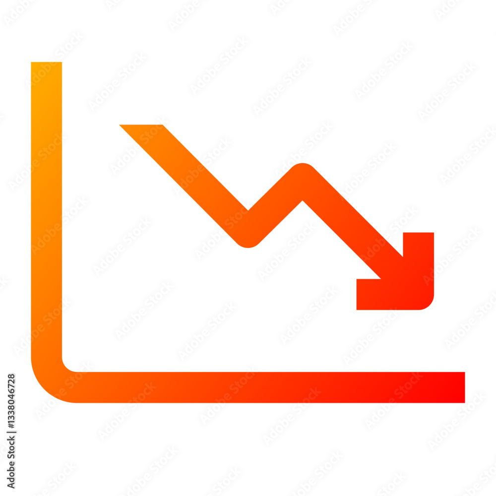Chart Icon. Chart, Decline, Drop, Fall, Downturn, Loss, Reduce, low. Vector Icon Illustration Chart Icon. Chart, Decline, Drop, Fall, Downturn, Loss, Reduce, low. Vector Icon Illustration
