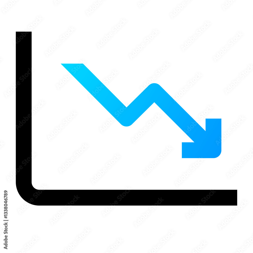 Chart Icon. Chart, Decline, Drop, Fall, Downturn, Loss, Reduce, low. Vector Icon Illustration Chart Icon. Chart, Decline, Drop, Fall, Downturn, Loss, Reduce, low. Vector Icon Illustration