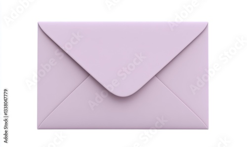 Single closed pastel purple envelope isolated on white background for mailing