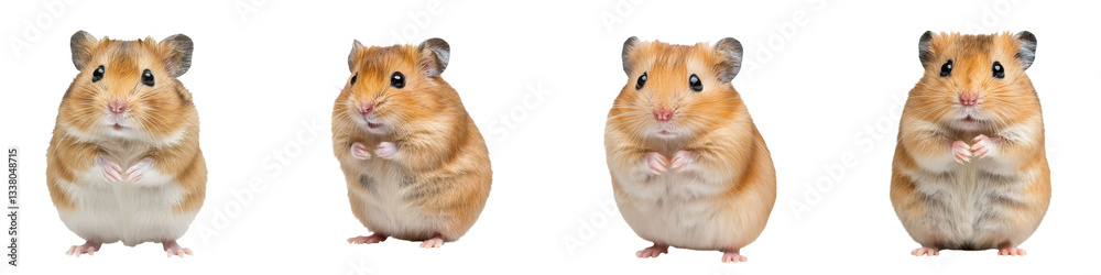A collection of close up portraits showcasing the adorable features and expressions of several domestic hamsters in a studio setting A collection of close up portraits showcasing the adorable features and expressions of several domestic hamsters in a studio setting