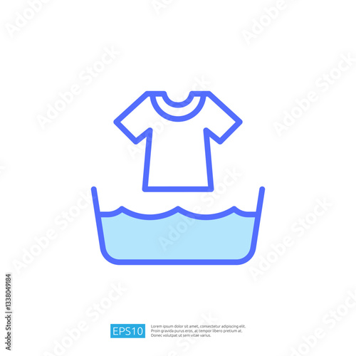 Icon of a T-Shirt Being Washed in Clean Water for Effective Disinfection and Hygiene Maintenance