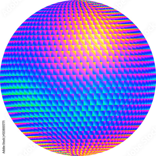 Colorful Geometric Sphere with Vibrant Gradient Pattern