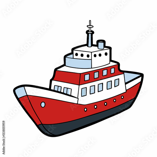 vector illustration of an icebreaker ship