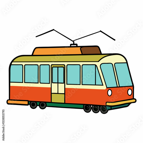 tram on the white background