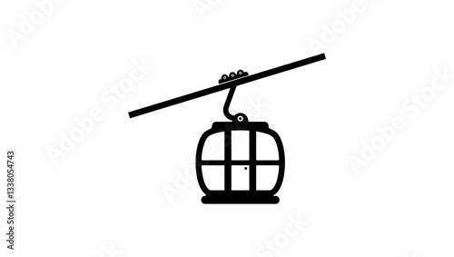 cableway cabin sign, black isolated silhouette