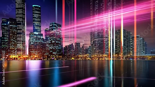 Vibrant Metropolis: A Nighttime Symphony of Light and Skyscrapers