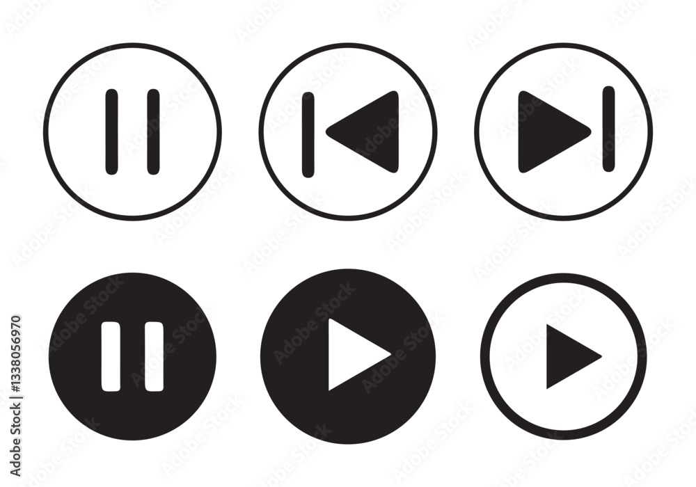 Media player icon. Play button icon set. audio or video play button vector symbol. Eps 10 Media player icon. Play button icon set. audio or video play button vector symbol. Eps 10