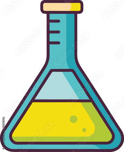 Laboratory Flask Vector Illustration, A vector illustration of a laboratory flask with liquid, perfect for science, chemistry, and research-themed designs.
